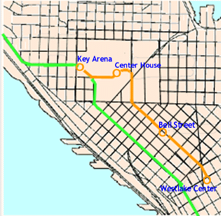 Map of proposed new Seattle Center Monorail