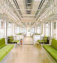 Interior of Hitachi monorail train